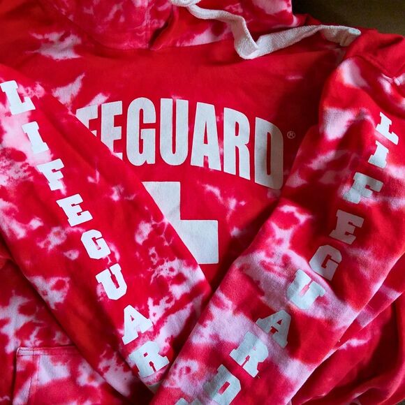 Lifeguard Hoodie Women’s XL Red Tie-Dye Pompano Beach Florida - Picture 5 of 6